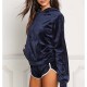 Hooded Full Sleeved Two Piece Winter Shorts Set - Blue |image