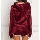 Hooded Full Sleeved Two Piece Winter Shorts Set - Red |image