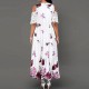 Fancy Floral Printed Sleeveless Cold Shoulder Maxi Dress - Red |image