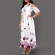 Fancy Floral Printed Sleeveless Cold Shoulder Maxi Dress - Red |image