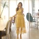 Trending Style Round Neck Mid Calf Lace Dress - Yellow |image