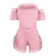  Trendy Off Shoulder Top and Shorts 2 Piece For Ladies - Pink |image