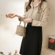 Suit Collar Long Sleeve Shirt For Women - Gold |image
