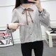 Retro Style Long Sleeve Loose Corduroy Shirt - Grey |image