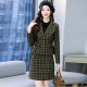 Formal Long Sleeve Tweed Jacket And Mini Skirt - Green |image