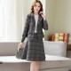 Beautiful Two Piece Tweed Jacket And A-Line Mini Skirt - Grey 