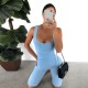 Sporty Style Knitted Sleeveless Midi Jumpsuit for Women - Blue |image