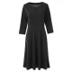 Button Solid Color Long Sleeved A-Line Women's Dress - Black |image