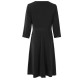 Button Solid Color Long Sleeved A-Line Women's Dress - Black |image