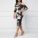 Floral Print Sleeveless Cold Shoulder Midi Dress - Black |image