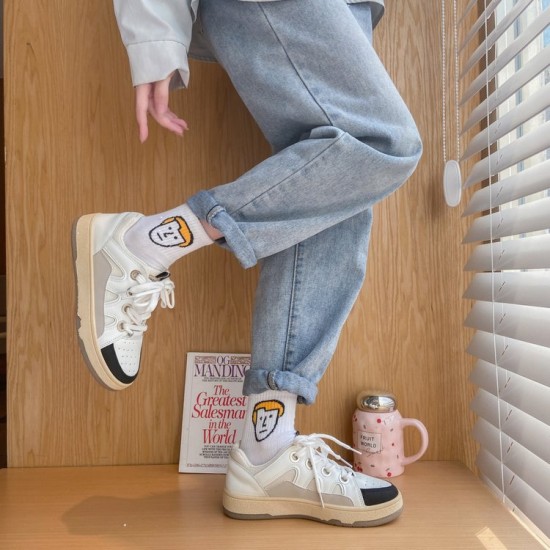 Lace Up Flat Sole Casual Women Fashion Sneaker - White |image