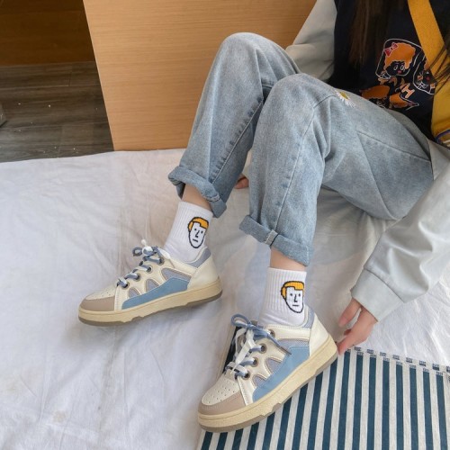 Lace Up Flat Sole Casual Women Fashion Sneaker - Beige |image