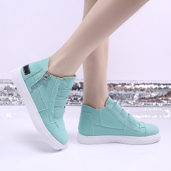 Zipper Closure Solid Color Breathable Shoes for Ladies - Light Green 