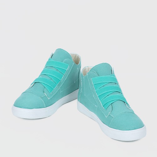 Zipper Closure Solid Color Breathable Shoes for Ladies - Light Green |image