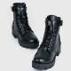 Women's Fashion Lace-Up Chunky Heels Short Boots - Black |image