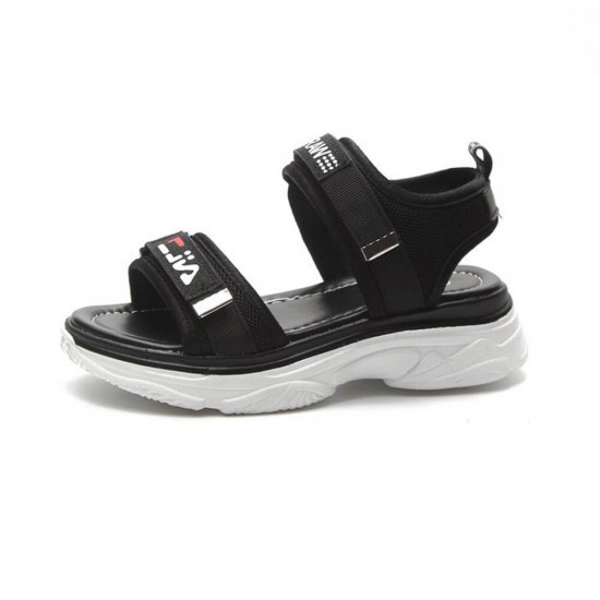 Women's Fashion Velcro Closing Open Toe Sandal - Black |image