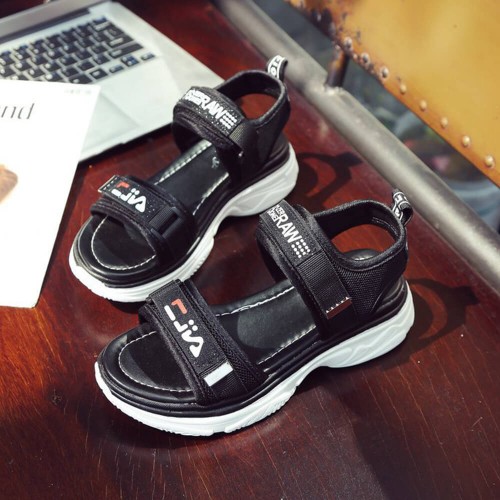 Women's Fashion Velcro Closing Open Toe Sandal - Black |image