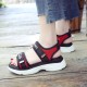 Women's Fashion Velcro Closing Open Toe Sandal - Red 