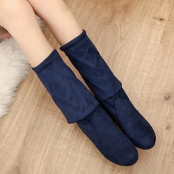 Curve Stretch Faux Suede Knee High Boots for Women - Blue 