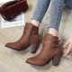 Women’s High Heel Zipper Closure Ankle Boots - Brown |image