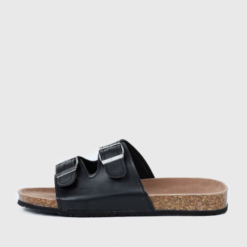 Trendy Ladies Slip On Flat Mule Flip Flop Slippers - Black |image