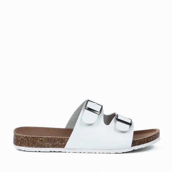 Trendy Ladies Slip On Flat Mule Flip Flop Sandals - White |image