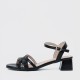 Buckle Closure Open Toe Low Heeled Sandals for Women - Black |image