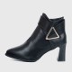 Stylish Belt Buckle High Heeled Boots for Women - Black |image