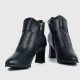 Stylish Belt Buckle High Heeled Boots for Women - Black |image