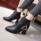 Stylish Belt Buckle High Heeled Boots for Women - Black 