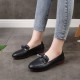 Bow Tie Knot Soft Bottom Breathable Flat Shoes - Black |image