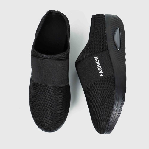 Women’s Knit Style Breathable Air Cushion Slippers - Black |image