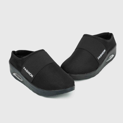 Women’s Knit Style Breathable Air Cushion Slippers - Black |image