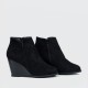 Women’s Stylish Side Zipper Chunky Wedge Ankle Boots - Black |image