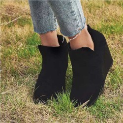 Women’s Stylish Side Zipper Chunky Wedge Ankle Boots - Black 