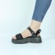 Dual Strapped Casual Platform Velcro Sports Sandals- Black |image