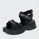Dual Strapped Casual Platform Velcro Sports Sandals- Black |image