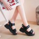 Dual Strapped Casual Platform Velcro Sports Sandals- Black |image