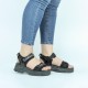 Dual Strapped Casual Platform Velcro Sports Sandals- Black |image