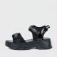 Dual Strapped Casual Platform Velcro Sports Sandals- Black |image