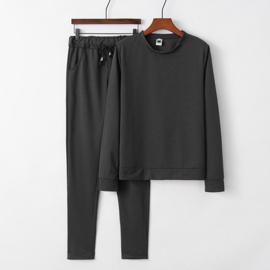 Casual Two Piece Pullover Top Pant Tracksuit for Women Casual Two Piece Pullover Tracksuit for Women - Black |image