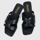 Latest Fashion Square Head Slip On Slippers for Women - Black |image
