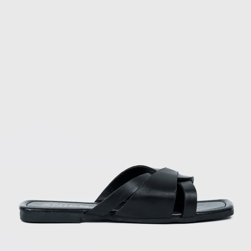 Latest Fashion Square Head Slip On Slippers for Women - Black |image