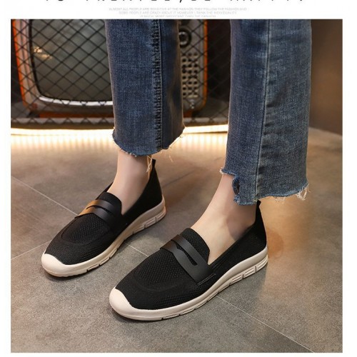 Comfortable Slip On Mesh Style Loafers for Women - Black |image