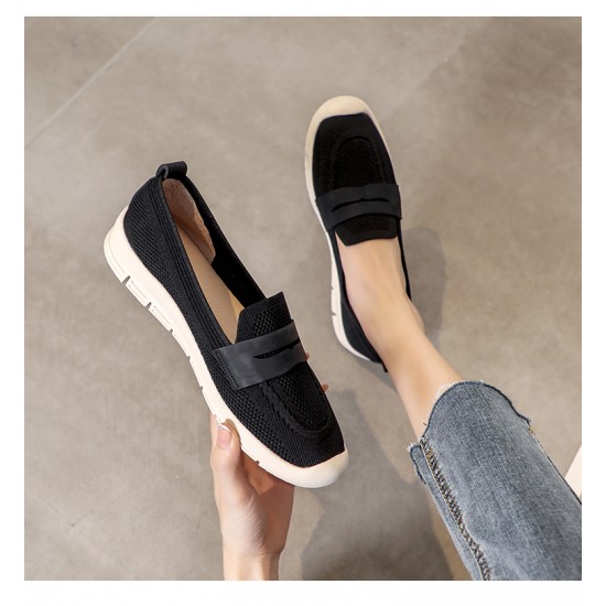 Comfortable Slip On Mesh Style Loafers for Women - Black |image