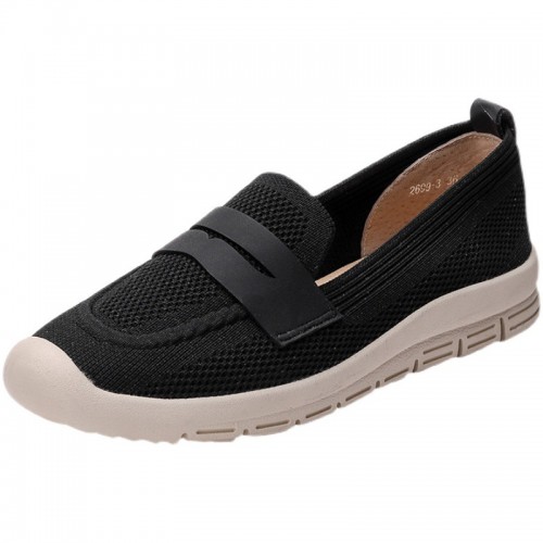 Comfortable Slip On Mesh Style Loafers for Women - Black |image