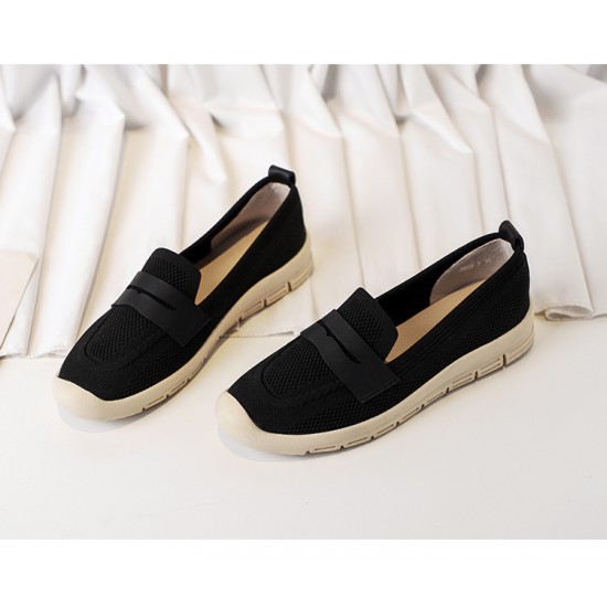 Comfortable Slip On Mesh Style Loafers for Women - Black |image