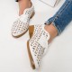 Bow Accent Geometric Cut Out Loafers for Women - White 