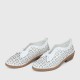 Bow Accent Geometric Cut Out Loafers for Women - White |image