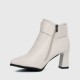 Stylish Belt Buckle High Heeled Boots for Women - Cream |image